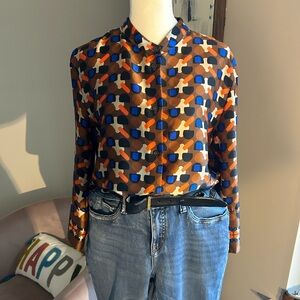 Colorful Geometric Patterned Blouse Zara